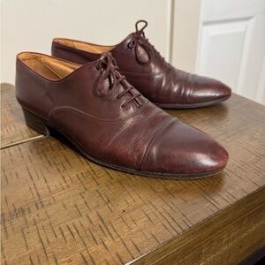 Elegant Men's Italian handcrafted Leather Oxford Shoes - Burgundy